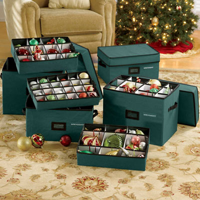Christmas Ornament Storage Container Box with Dividers - Stores up to 72 -  3 Ornaments 