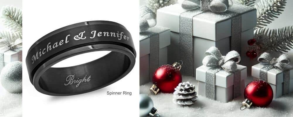 Personalized Black Stainless Steel Spinner Ring